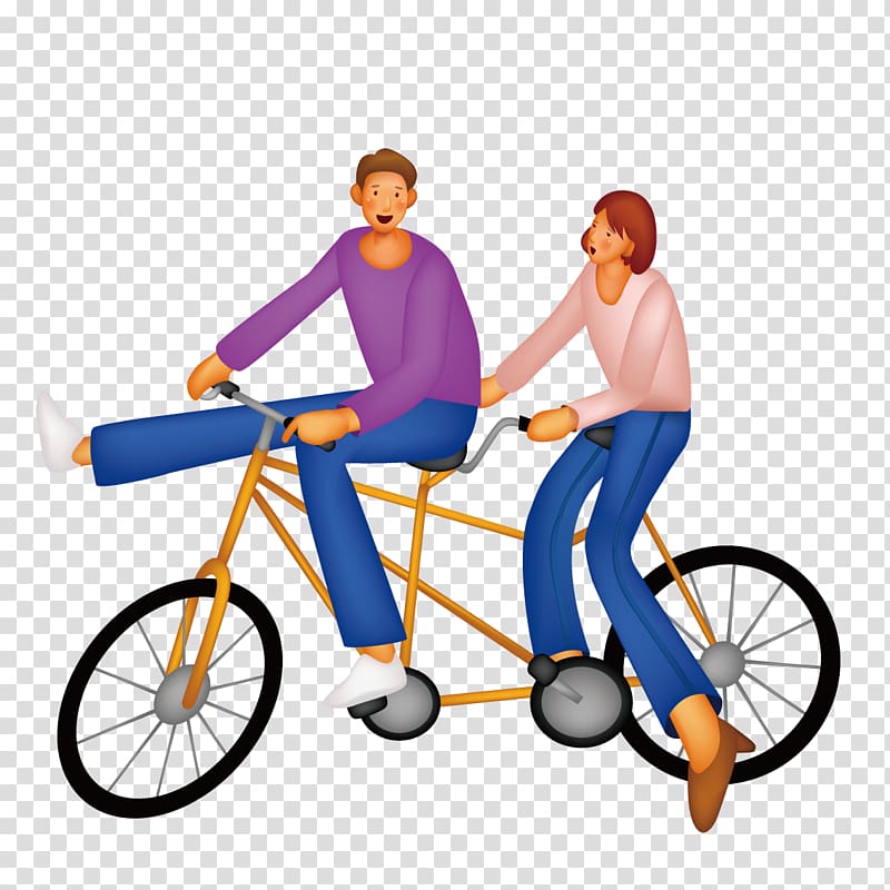 Bicycle Adobe Illustrator Cycling, Couple riding a tandem bicycle transparent background PNG clipart