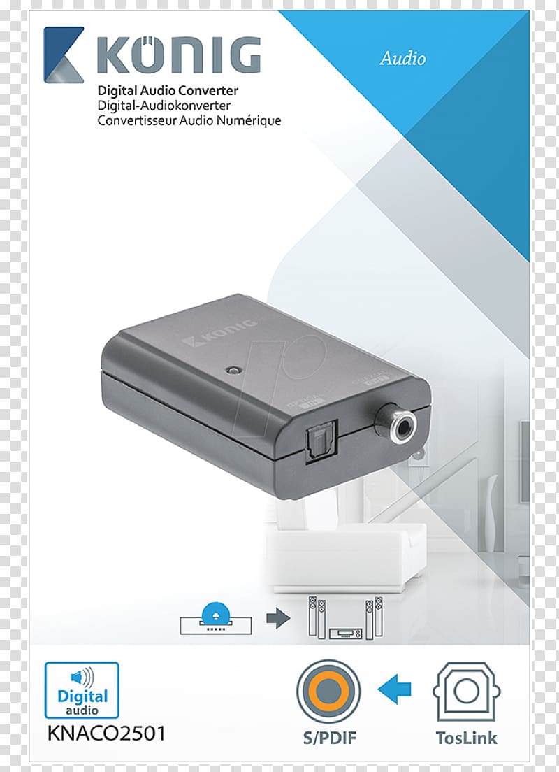 Digital audio TOSLINK S/PDIF RCA connector Digital data, Digitaltoanalog Converter transparent background PNG clipart
