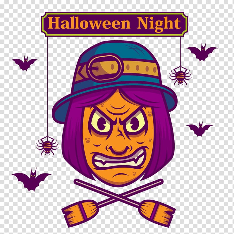 Halloween Jack-o-lantern Boszorkxe1ny, Halloween Witch transparent background PNG clipart