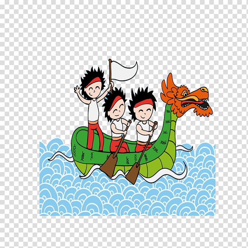 Zongzi Dragon Boat Festival Cartoon, Dragon Boat Race transparent background PNG clipart