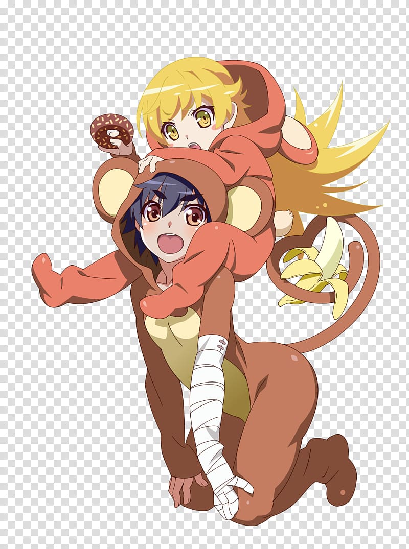 Monogatari Series Hanamonogatari Nisemonogatari Anime Suruga Monkey, girl background transparent background PNG clipart