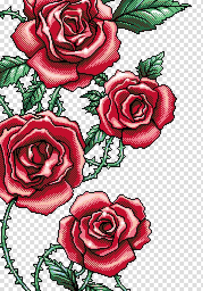 Garden roses Still Life: Pink Roses Pixel art, rose transparent background PNG clipart