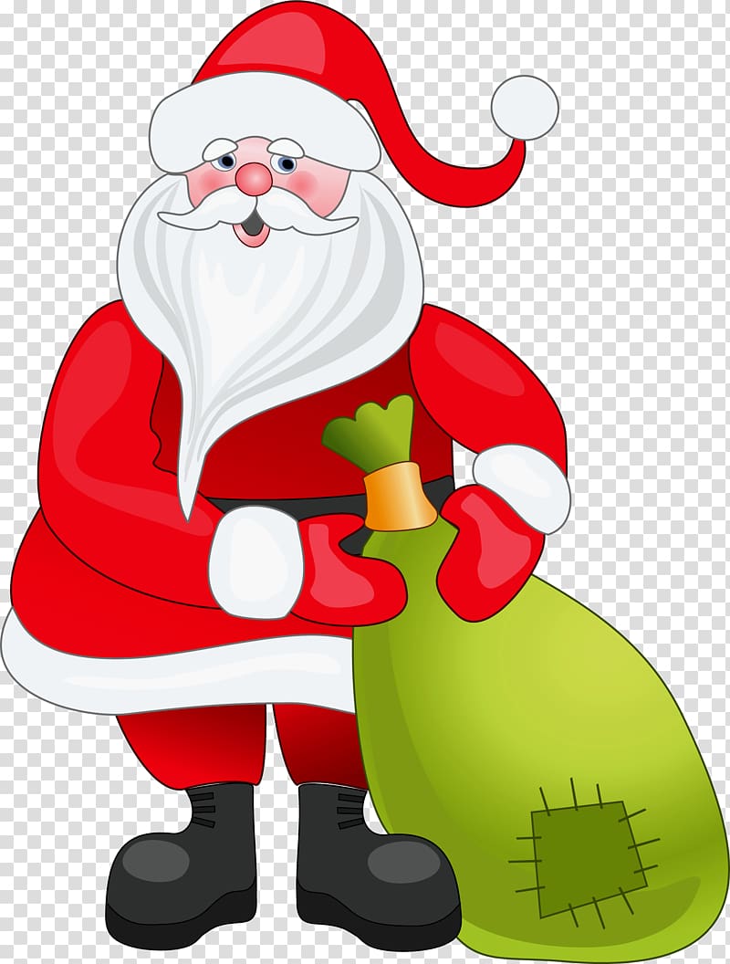 Santa Claus , Santa Claus Christmas , Santa Claus with Green Bag transparent background PNG clipart