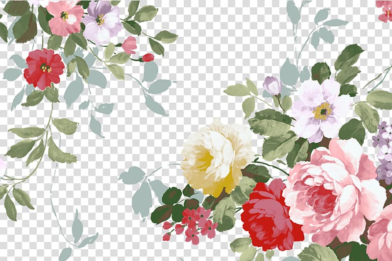 multicolored floral art, Garden roses Paper Flower Curtain , Floral elements transparent background PNG clipart