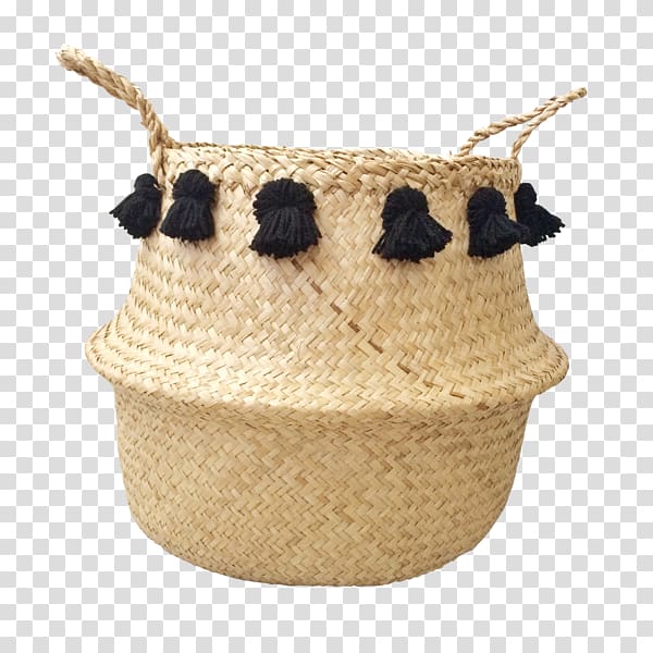 Basket Seagrass Tassel Toy Black-Dutch, Watercolor basket transparent background PNG clipart