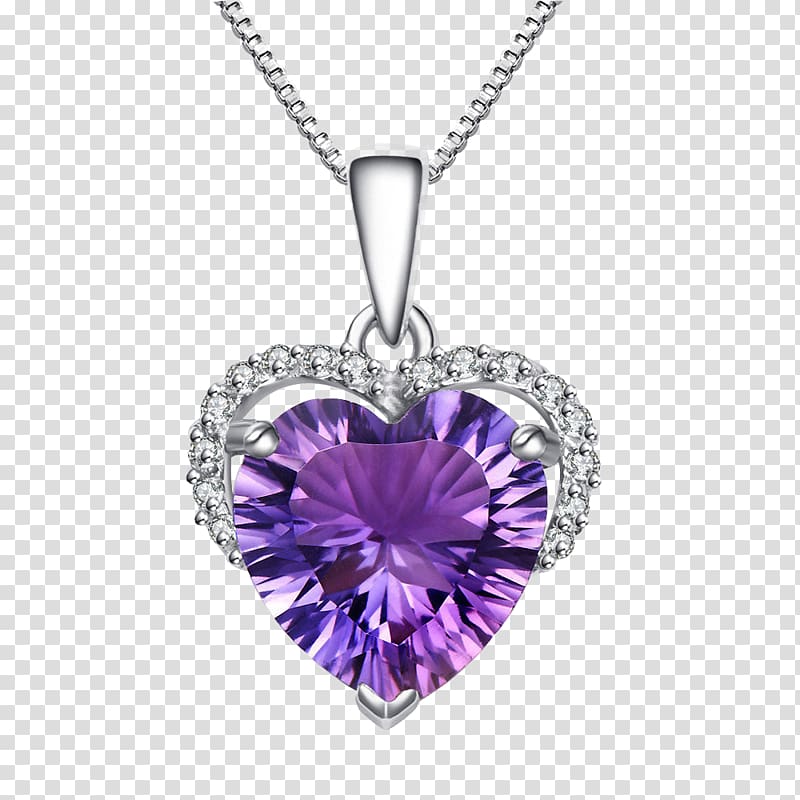 Earring Necklace Pendant Jewellery Rhinestone, Purple diamond necklace transparent background PNG clipart