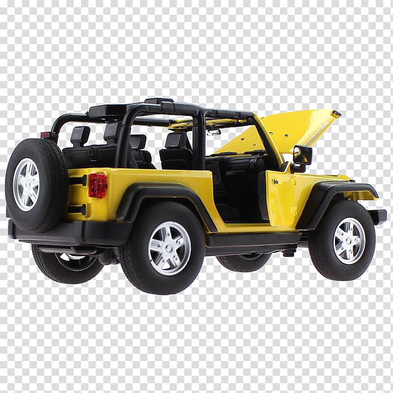 Jeep Wrangler Car Toy, Yellow Wrangler Robin Hood Electric Toy Car transparent background PNG clipart