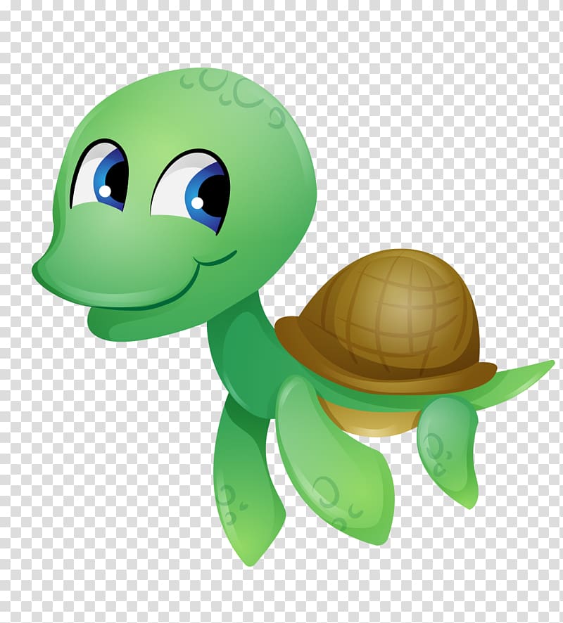 Tortoise Sea turtle Reptile , Cute cartoon painted green turtle transparent background PNG clipart