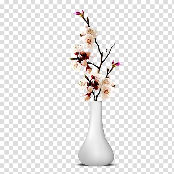 pink flowers illustration, Vase Plum blossom Flower , vase transparent background PNG clipart