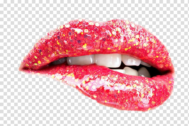 lip bite illustration, Lip gloss Beauty Lipstick Color, Glamor lips transparent background PNG clipart