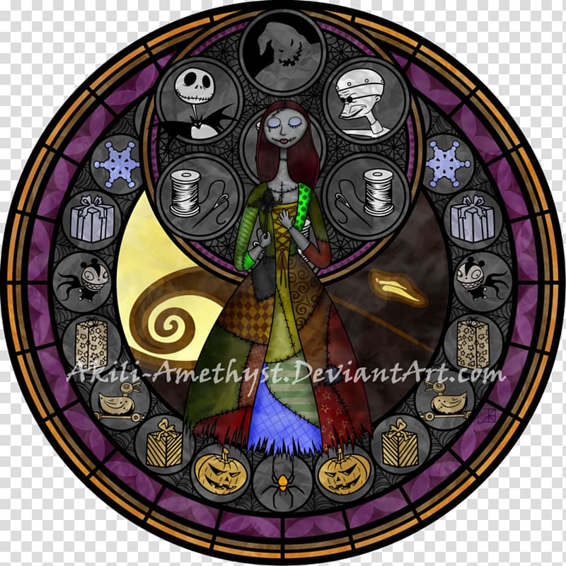 Sally Stained glass Jack Skellington, glass transparent background PNG clipart