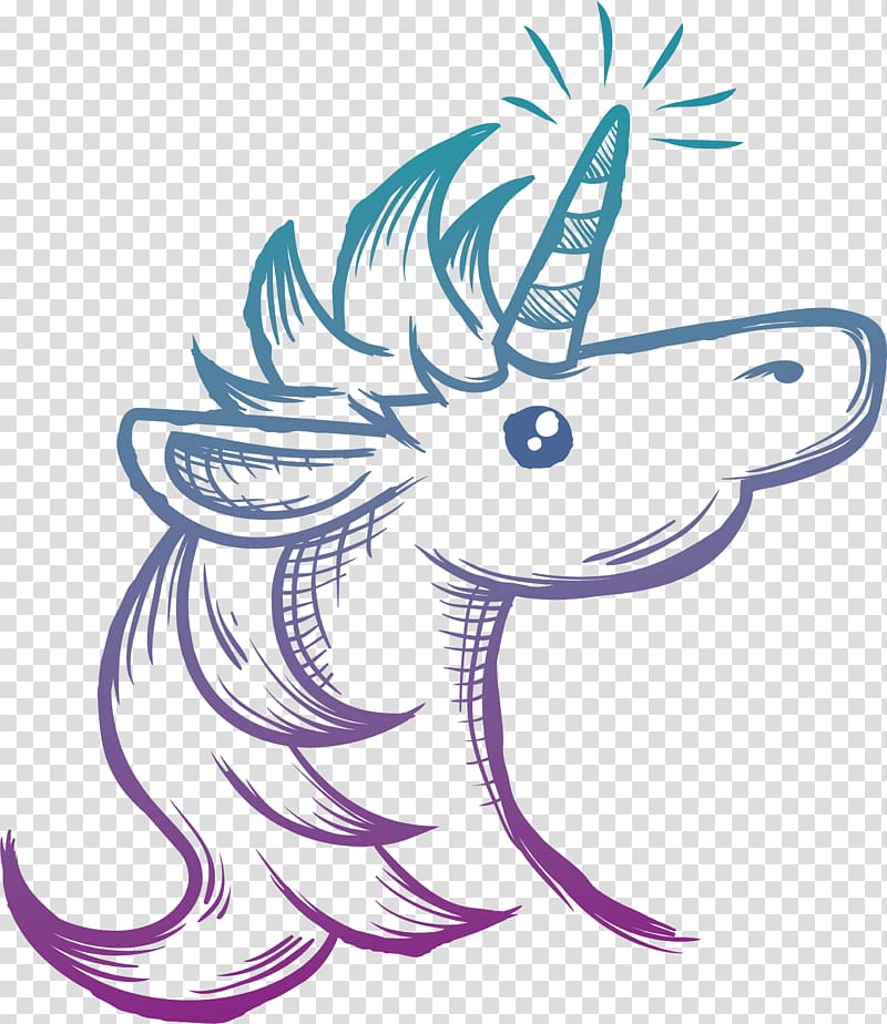 unicorn , Unicorn Drawing Painting, Hand painted Unicorn with gradient colors transparent background PNG clipart
