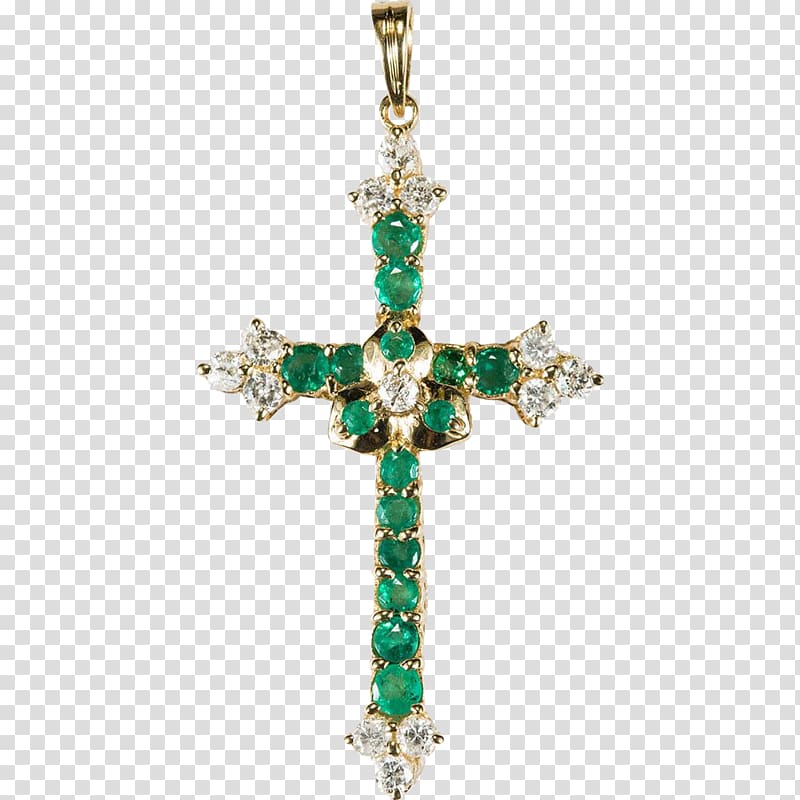 Christian cross Emerald Charms & Pendants Jewellery, gold chain transparent background PNG clipart