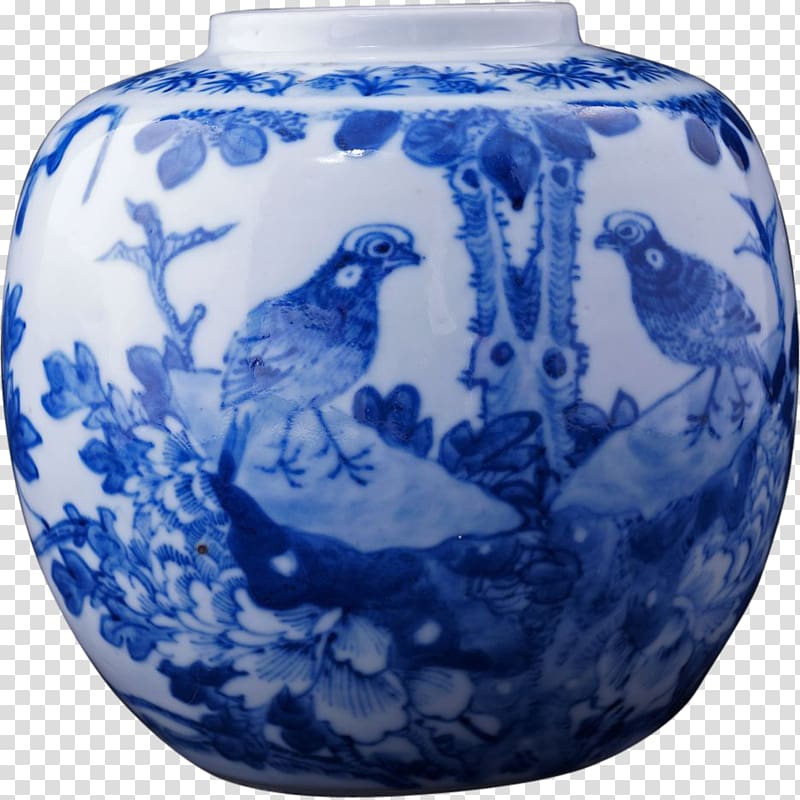 Chinese ceramics Porcelain Blue and white pottery 20th century, hand-painted birds transparent background PNG clipart