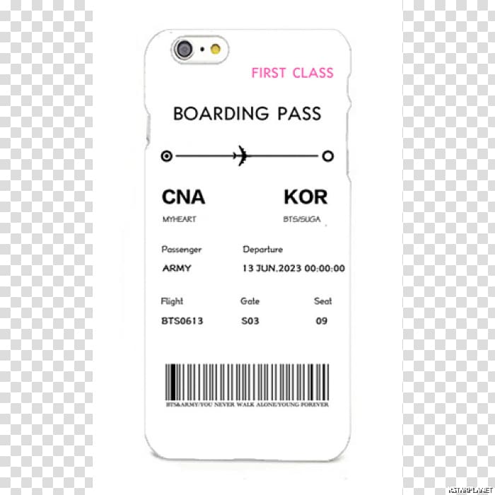 BTS Apple iPhone 8 Plus iPhone 6 LINE Qoo10, boarding pass transparent background PNG clipart