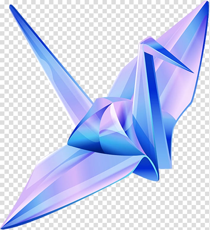 Paper Crane, Violet origami shape design transparent background PNG clipart