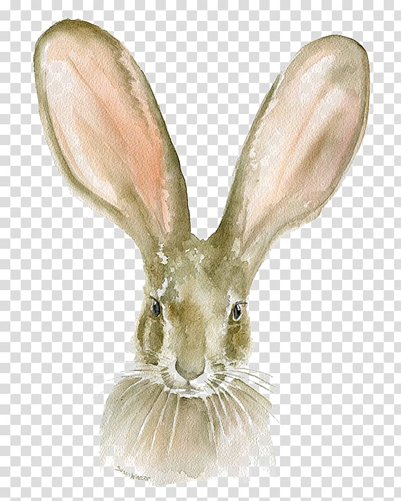 brown bunny, Watercolor painting Paper Printmaking Printing, Bugs Bunny transparent background PNG clipart