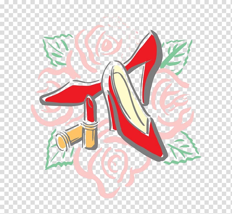 Cartoon Illustration, cartoon lipstick heels transparent background PNG clipart