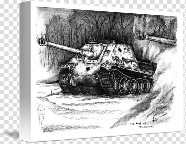 Tank destroyer Drawing Second World War Jagdpanther, German Tank transparent background PNG clipart