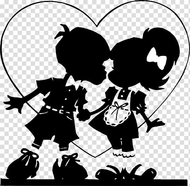 Silhouette Valentines Day , Cartoon Doll Paper-cut transparent background PNG clipart