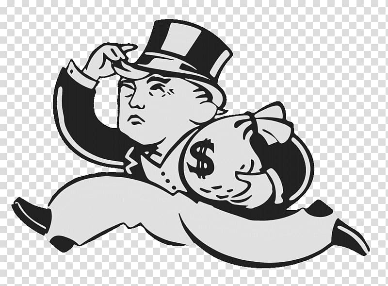 monopoly man with money bags transparent