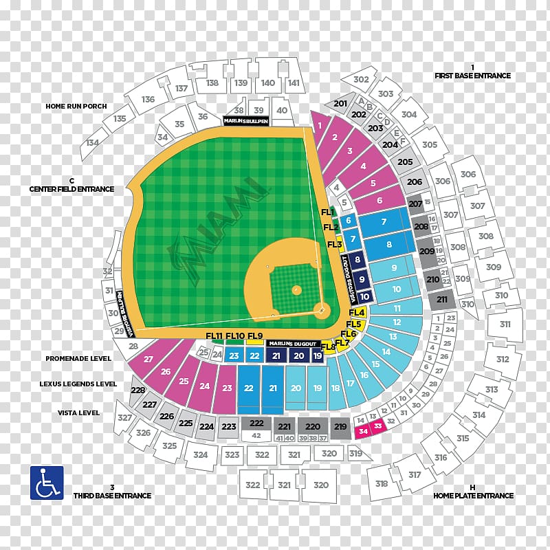 Marlins Park Miami Marlins Segerstrom Center for the Arts AT&T Park Yankee Stadium, baseball transparent background PNG clipart