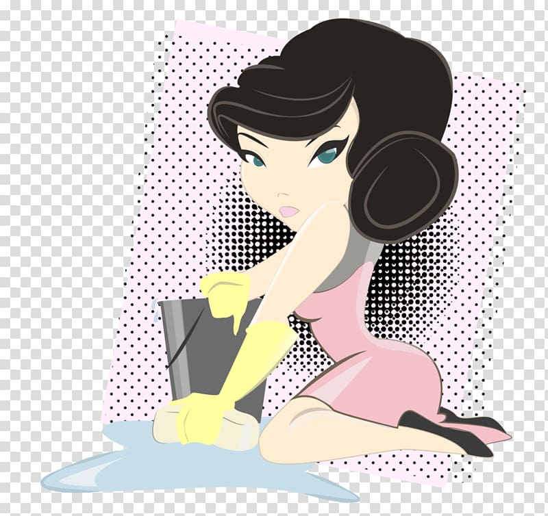 Cartoon Black hair, doll house transparent background PNG clipart
