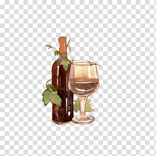 Red Wine Painting Drawing Work of art, Small fresh simple watercolor of red wine transparent background PNG clipart