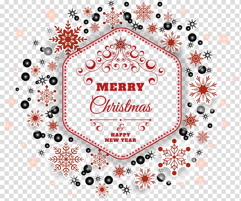 Light Snowflake Euclidean Hexagon, Hexagonal red border Christmas Greeting transparent background PNG clipart