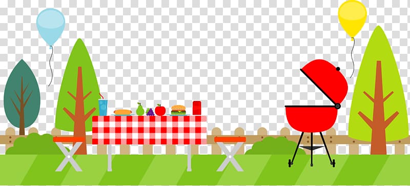 picnic in park , Hamburger Barbecue Steak Camping food Tailgate party, cartoon outdoor barbecue transparent background PNG clipart
