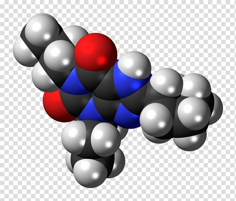 Space-filling model Dipropylcyclopentylxanthine Skeletal formula Molecule Sphere, Adenosine Receptor transparent background PNG clipart