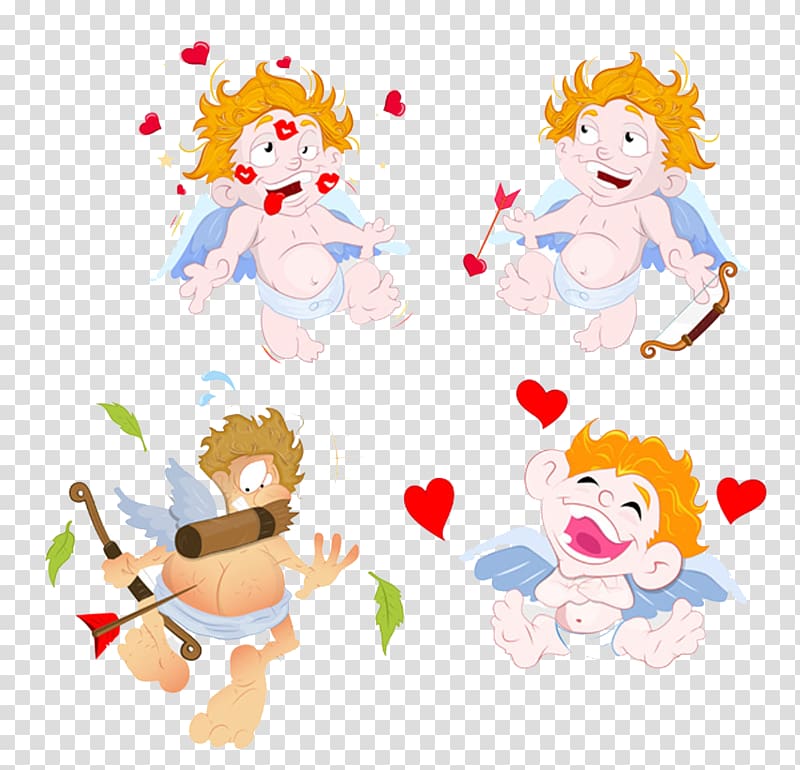 Cupid Love Illustration, Little angel kisses buckle clip Free HD transparent background PNG clipart