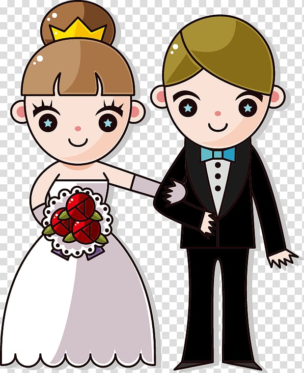 Wedding invitation Bridegroom, Cartoon couple element transparent background PNG clipart