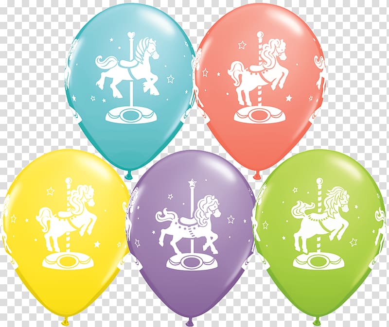 Balloon Horse Carousel Birthday Party, rose parade route transparent background PNG clipart