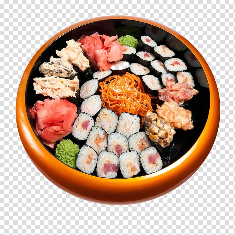 Sushi Japanese Cuisine Makizushi Food Chu016btoro, Stone bowl of sushi food transparent background PNG clipart