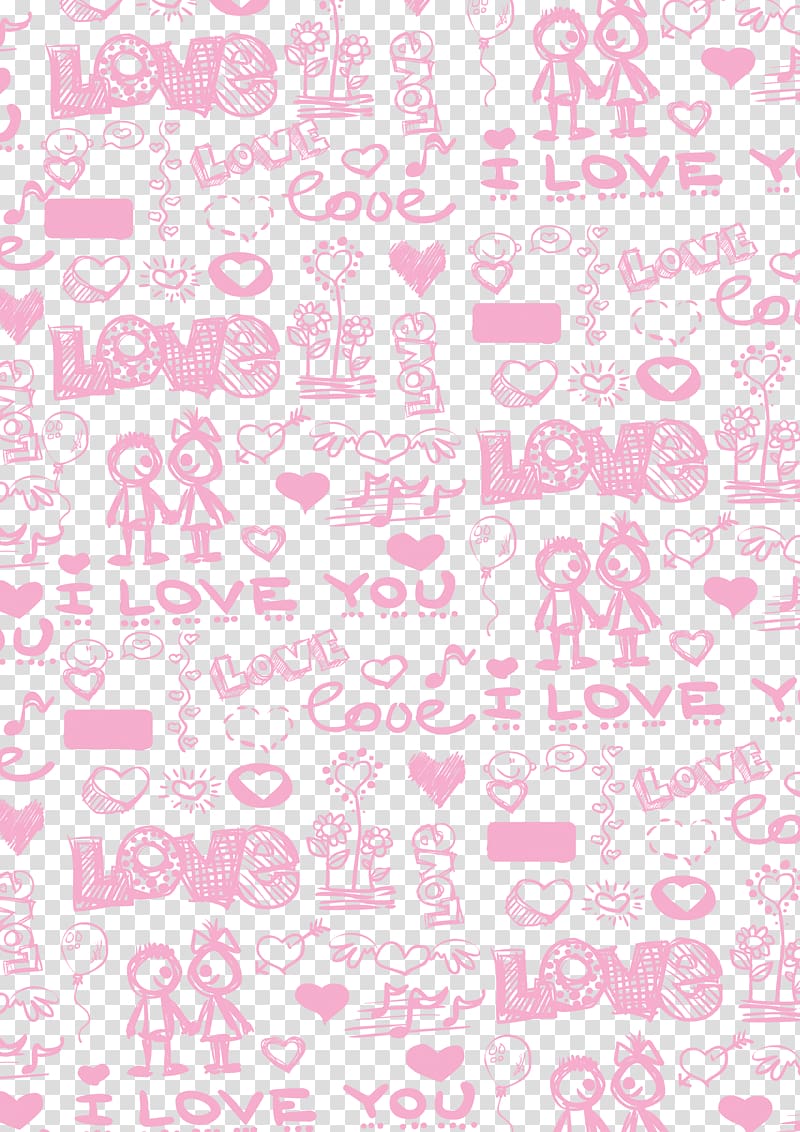 pink love you doodle art, Sharp Aquos Icon, Love texture layered material transparent background PNG clipart