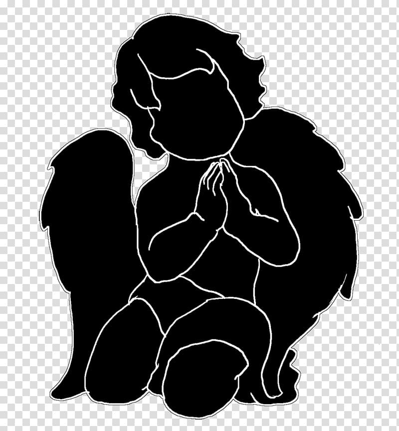 Silhouette Drawing, angel baby transparent background PNG clipart