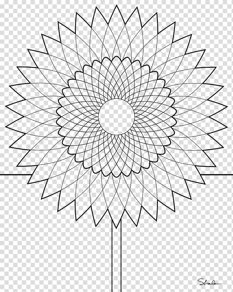 Drawing Black and white Flowerpot , Sunflower Coloring Page transparent background PNG clipart