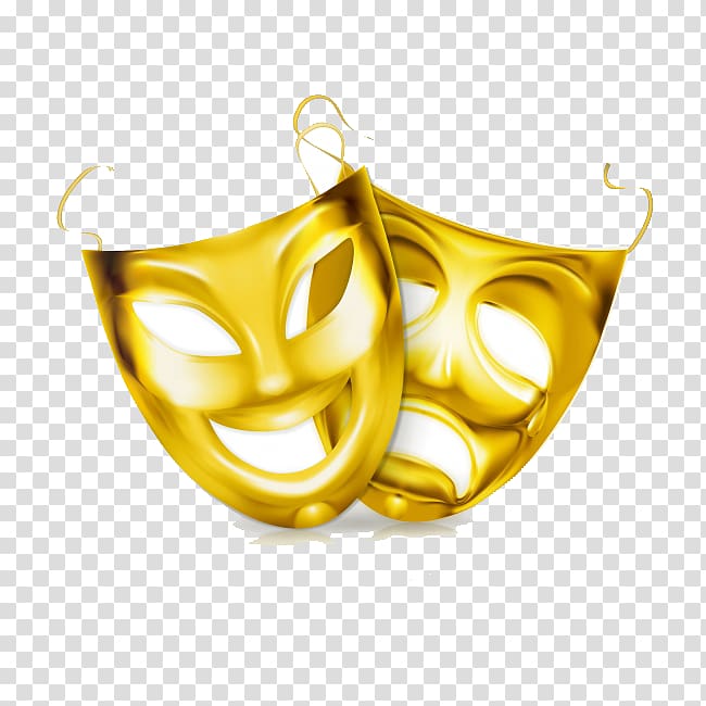 two beige masks, Theatre Mask , Golden Mask transparent background PNG clipart
