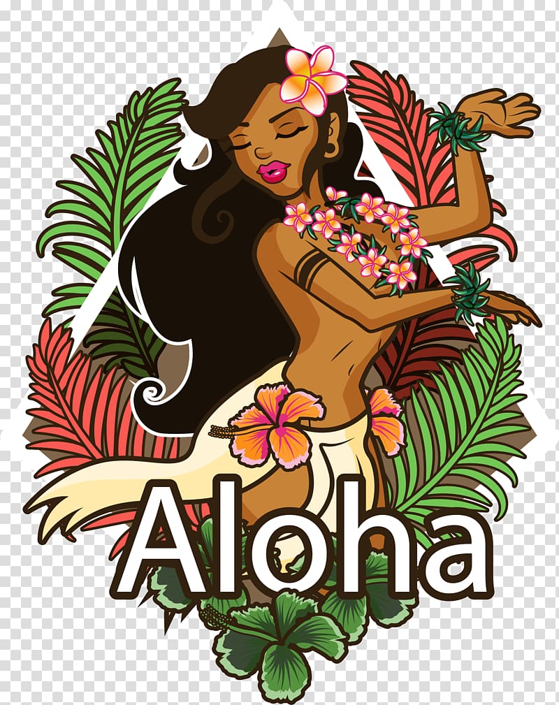 Aloha woman , Hawaii Hula Drawing, Beautiful hula dancing girl transparent background PNG clipart