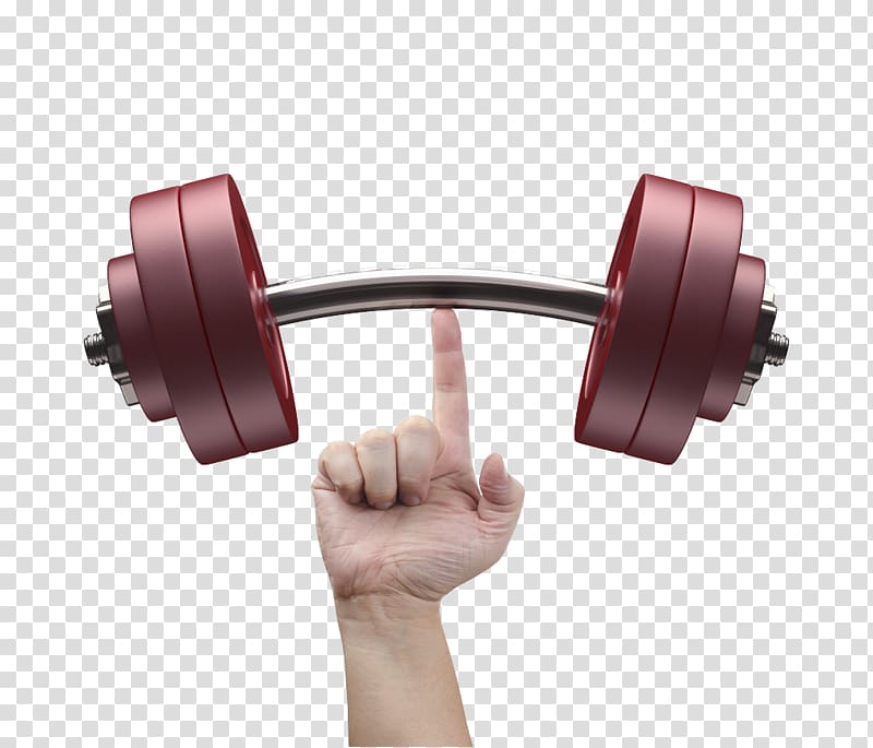 Barbell Weight training Exercise equipment Fitness Centre, One hand supporting material barbell transparent background PNG clipart