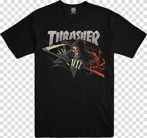 Thrasher T-shirt Skateboarding Magazine, T-shirt transparent background PNG clipart