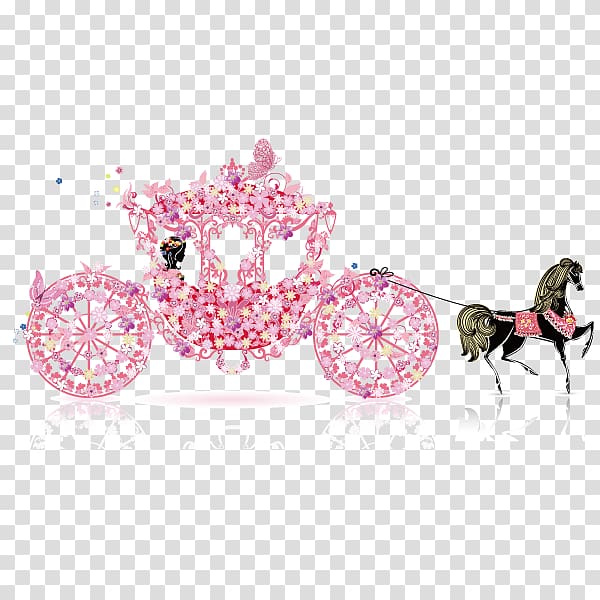 Wedding invitation Carriage Cinderella , My Wedding,carriage,Wedding carriage, silhouette painting of woman in pink floral horse carriage transparent background PNG clipart