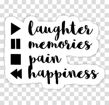 laughter memories pain happiness text, Sticker Wall decal Adhesive Redbubble, others transparent background PNG clipart