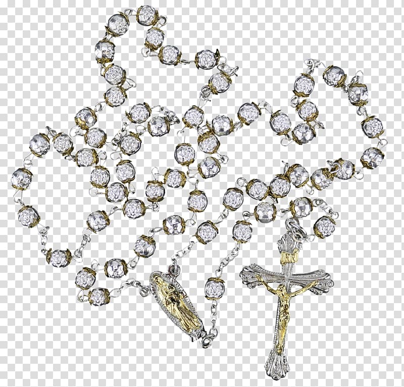 Rosary Silver Miraculous Medal Gold Prayer, silver transparent background PNG clipart
