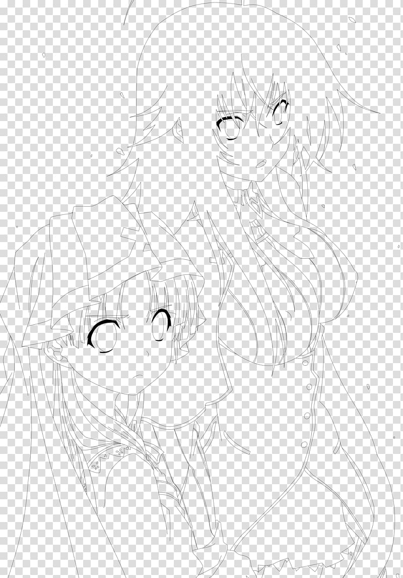Line art Drawing Cartoon Sketch, highschool dxd rias drawing transparent background PNG clipart