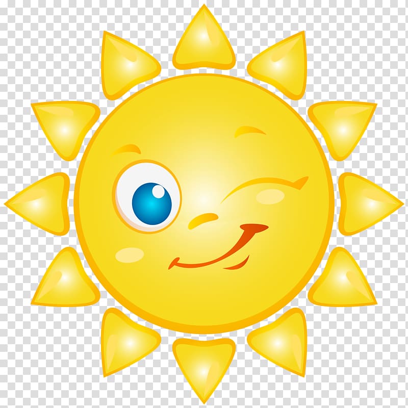 winking sun art, Smiley Yellow Text messaging , Sun Cartoon transparent background PNG clipart