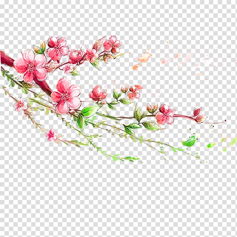 red and white cherry blossom flowering tree illustration, Love sonnets of Ghalib 1080p High-definition television , Pink peach blossom transparent background PNG clipart