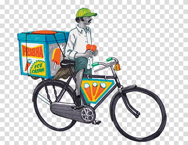 Bombay Duck Designs Bicycle Mumbai Illustrator Illustration, Cartoon hawker riding a bike transparent background PNG clipart