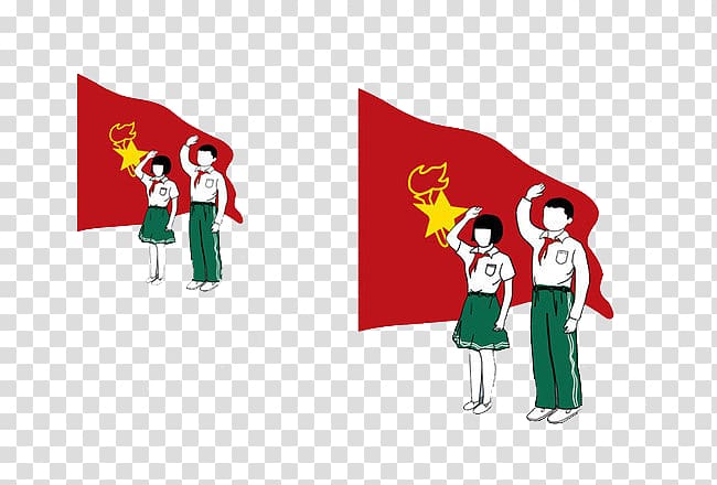 Young Pioneers of China Salute, Flags and Young Pioneers transparent background PNG clipart